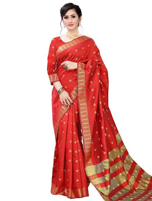 ethnic motifs woven saree with blouse - 17652240 -  Standard Image - 0