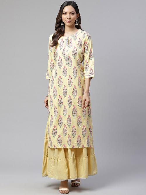 yellow rayon kurta sharara  set - 17652249 -  Standard Image - 0