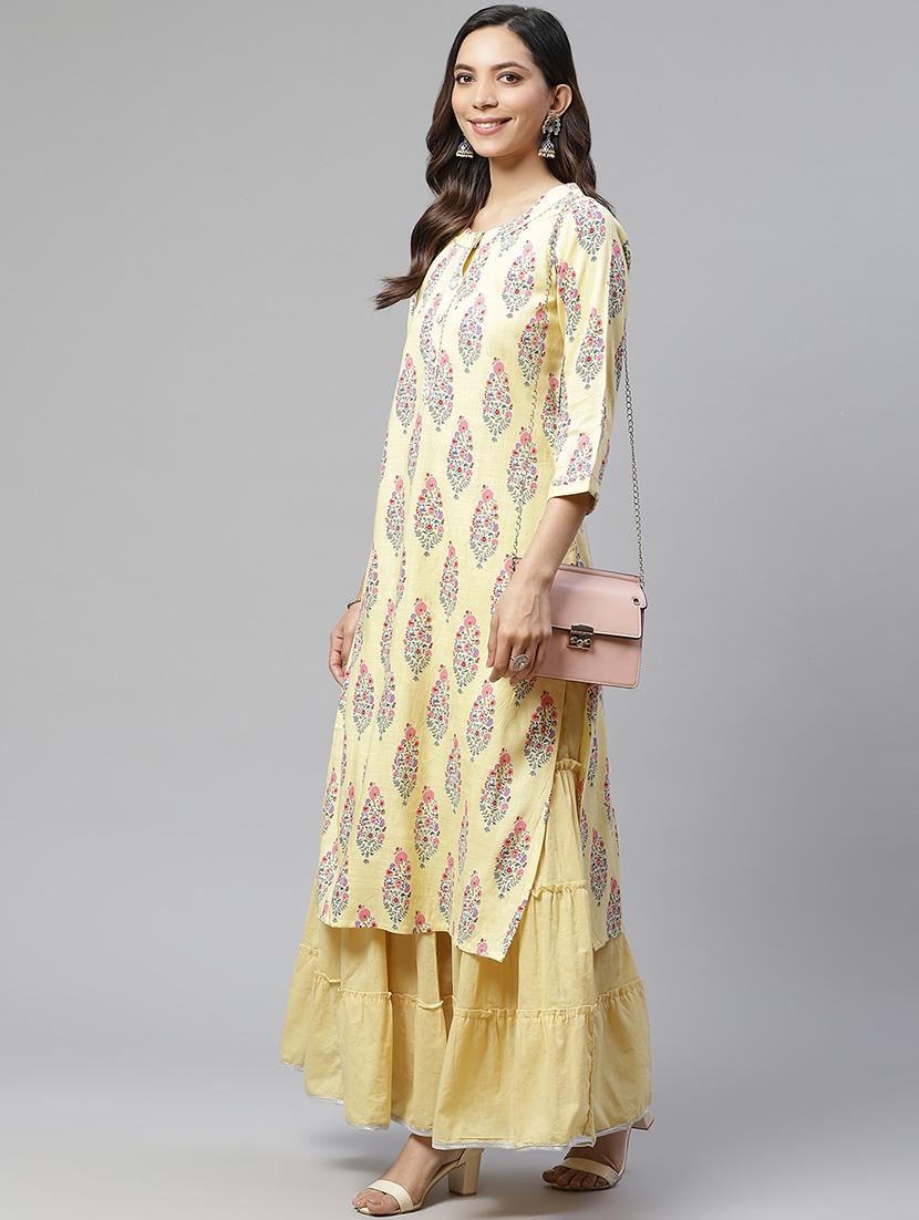 yellow rayon kurta sharara set - 17652249 - Standard Image - 3