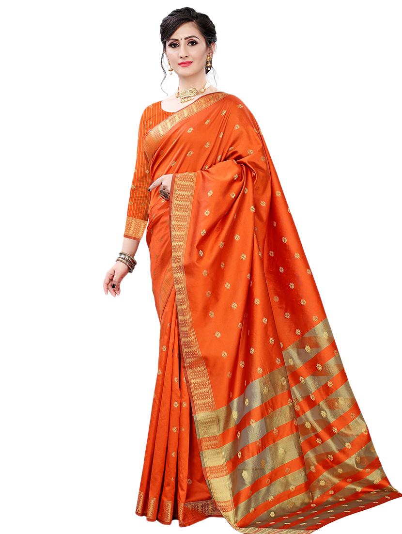 ethnic motifs woven saree with blouse - 17652268 - Zoom Image - 0