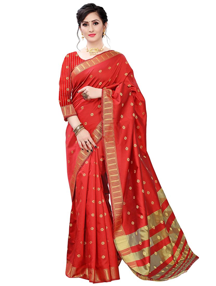 ethnic motifs woven saree with blouse - 17652272 -  Zoom Image - 0
