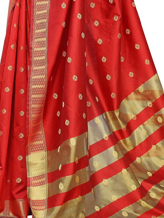 ethnic motifs woven saree with blouse - 17652272 - Standard Image - 3