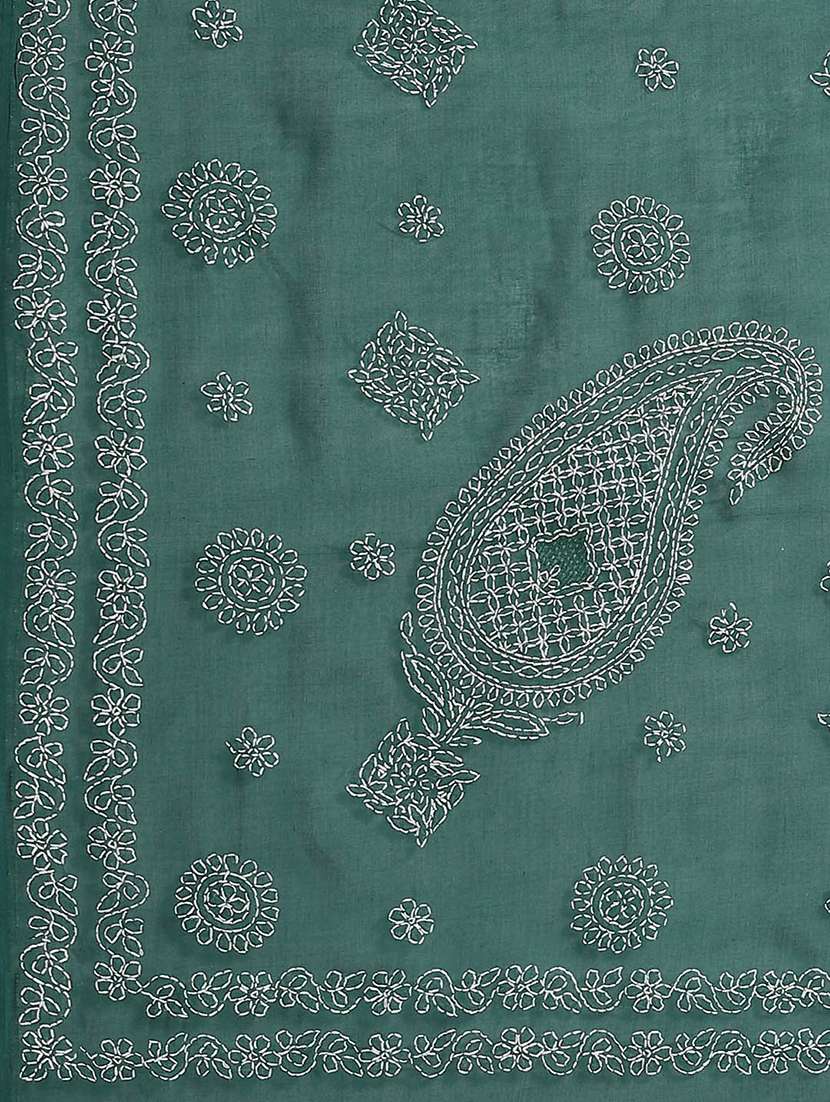 ada hand-embroidered green chikankari saree with blouse - 17652333 -  Standard Image - 3
