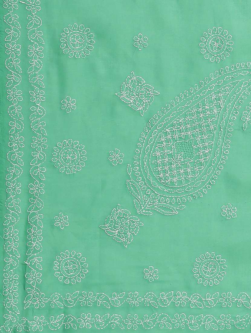 ada hand-embroidered sea green chikankari saree with blouse - 17652336 - Standard Image - 3