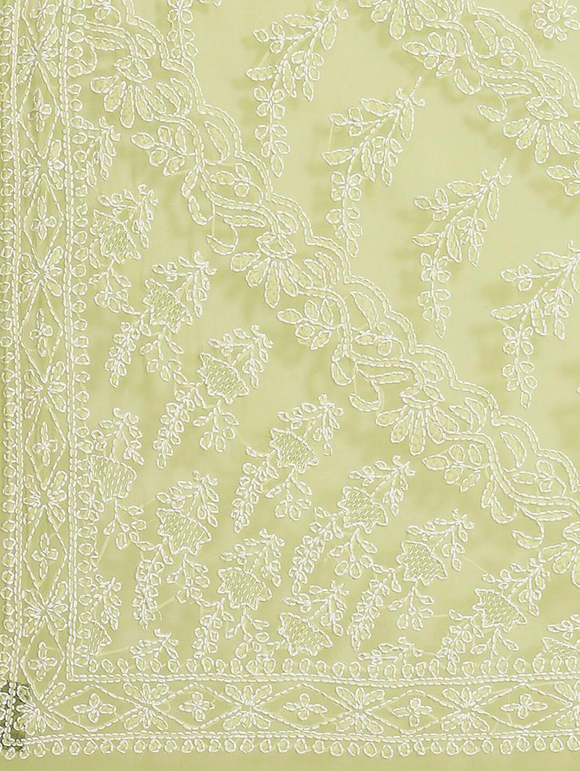 ada hand-embroidered green chikankari saree with blouse - 17652340 - Standard Image - 3
