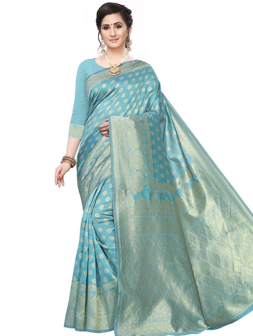 jacquard woven saree with blouse - 17652952 - Zoom Image - 0