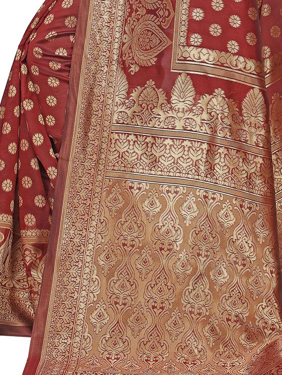 jacquard woven saree with blouse - 17652953 - Standard Image - 3