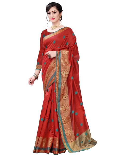 ethnic motifs woven saree with blouse - 17653098 - Standard Image - 0
