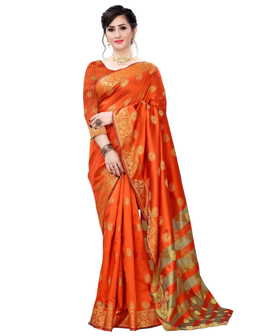 ethnic motifs woven saree with blouse - 17653100 -  Zoom Image - 0
