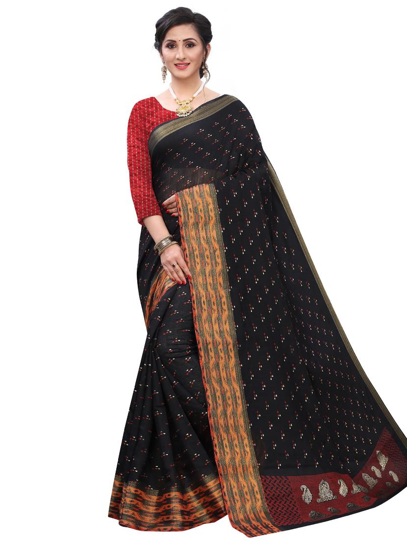foil printed saree with blouse - 17653106 - Zoom Image - 0