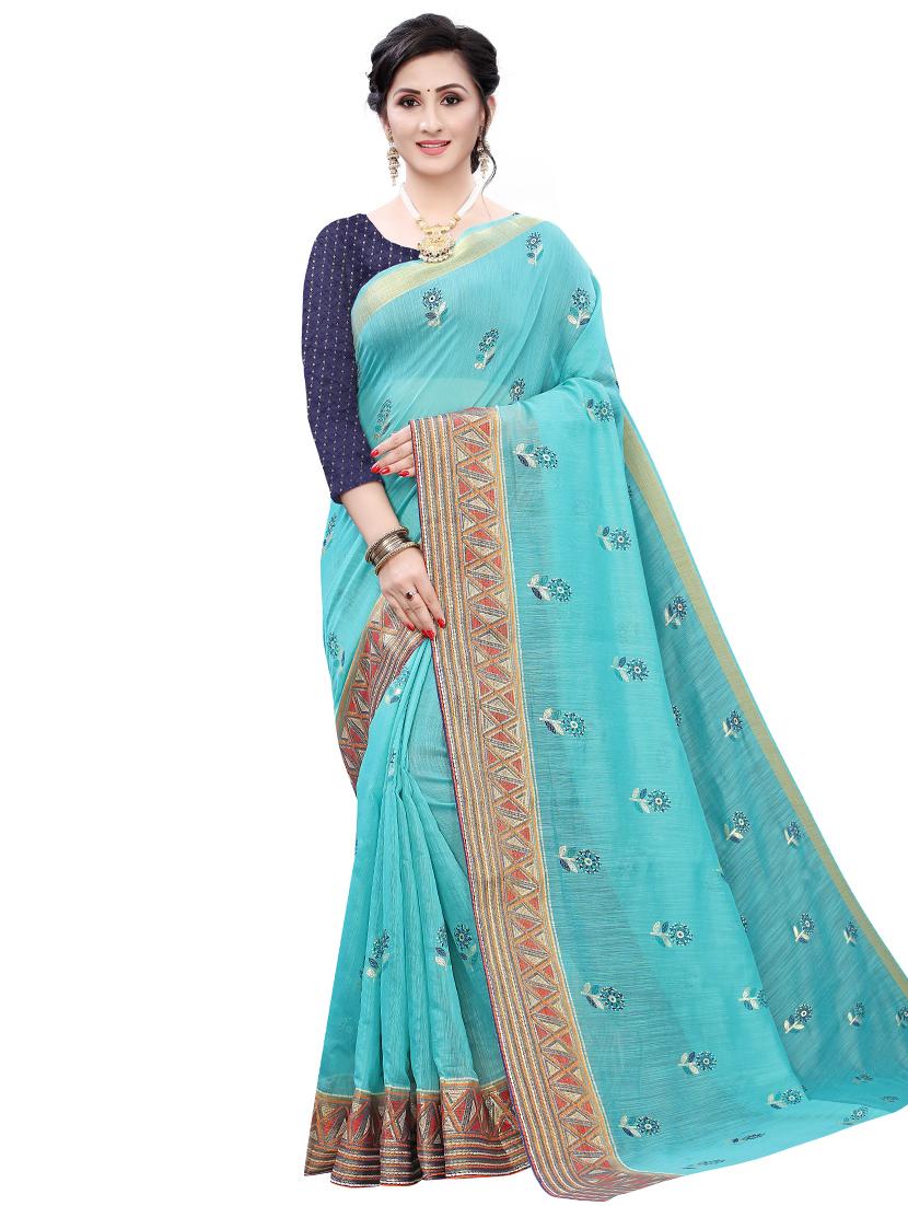 floral printed saree with blouse - 17653108 -  Zoom Image - 0