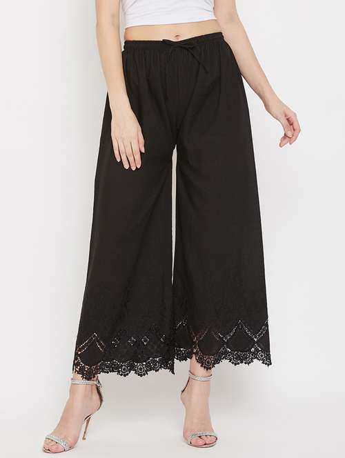 black cotton palazzos - 17653850 -  Standard Image - 0