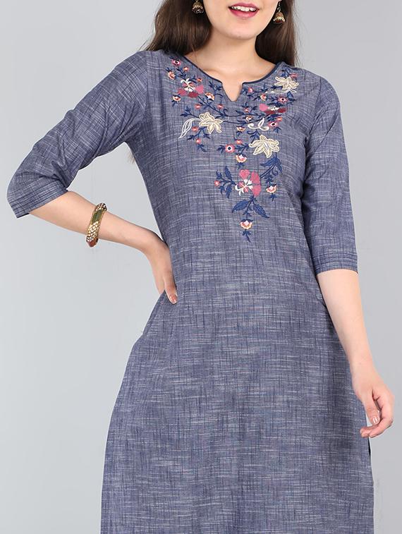 embroidered straight kurta - 17654810 - Standard Image - 3