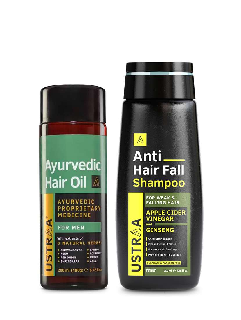 Ustraa Ayurvedic Hair Oil   200ml & Anti Hair Fall Shampoo   250ml
