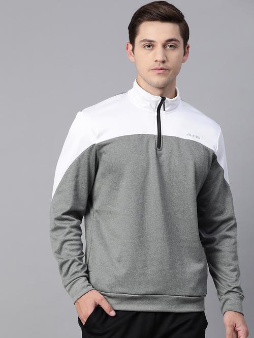 grey color block cut & sew sweatshirt - 17655684 -  Standard Image - 0