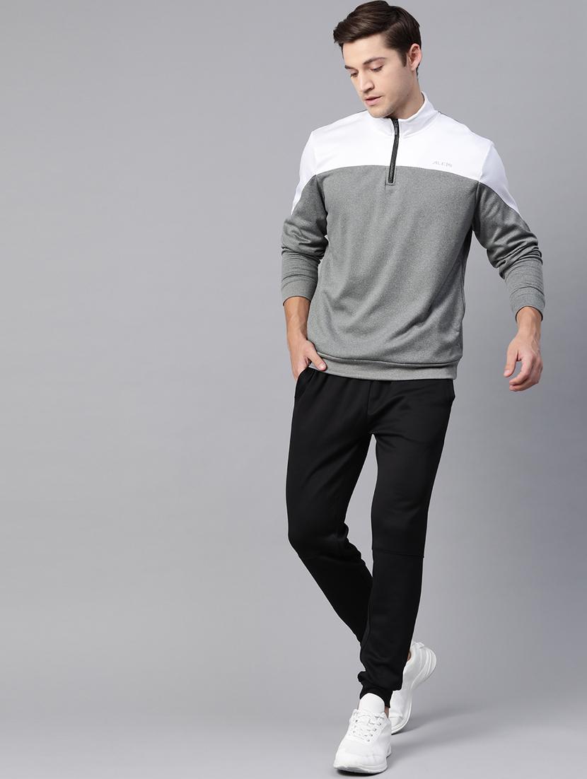 grey color block cut & sew sweatshirt - 17655684 - Standard Image - 3
