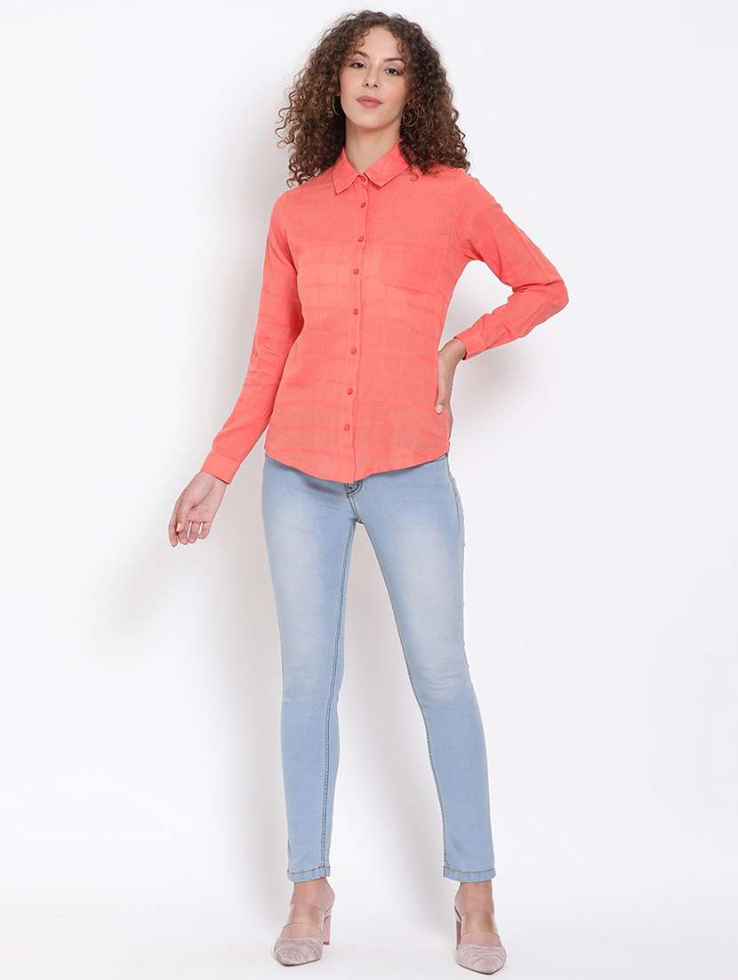 peach self design shirt - 17655709 -  Standard Image - 3
