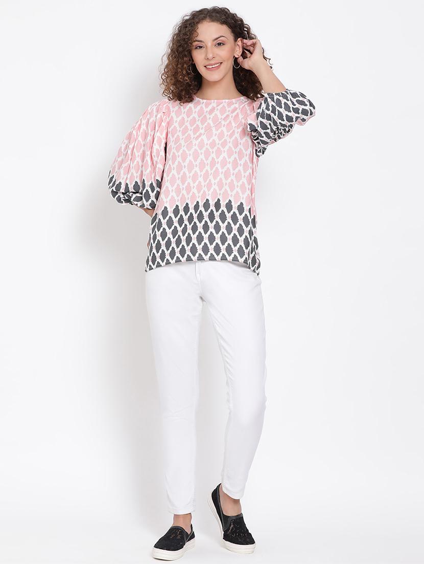 women's straight round neck top - 17655717 - Standard Image - 3