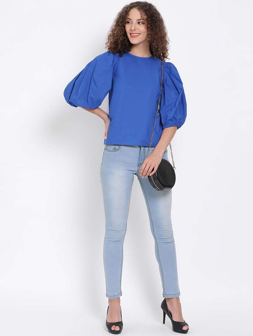 women's straight round neck top - 17655718 - Standard Image - 3