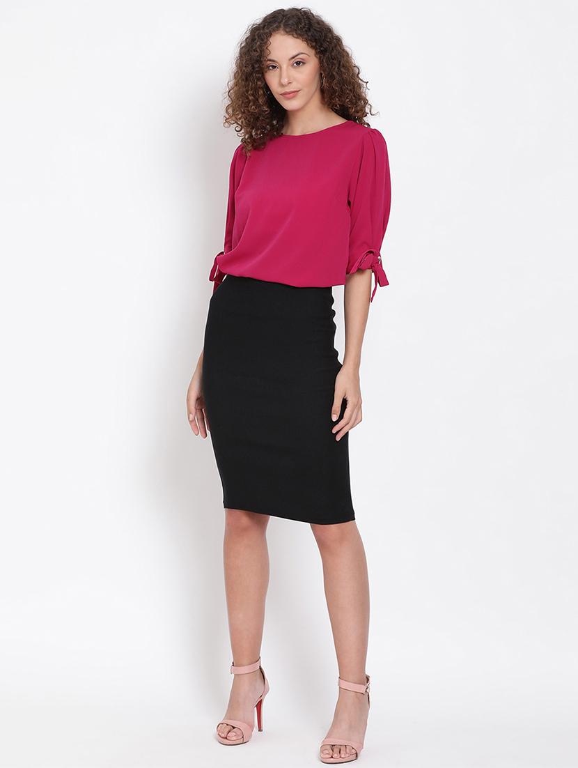 women's straight round neck top - 17655743 - Standard Image - 3
