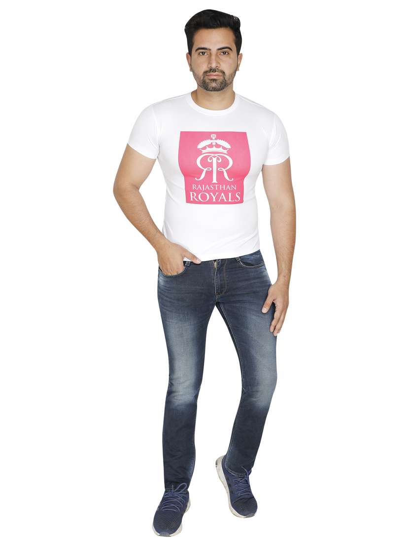 Buy online Rajasthan Royals White Printed T-shirt from top wear