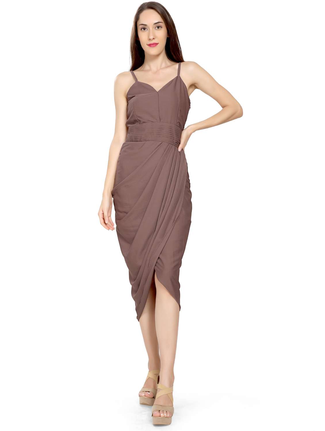 women's asymmetric solid dress