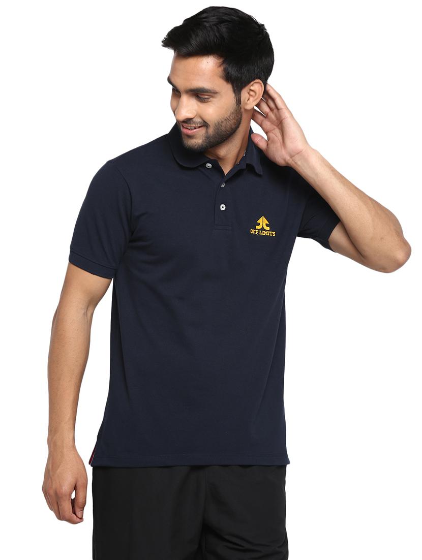 navy blue solid polo t-shirt - 17656963 - Zoom Image - 0
