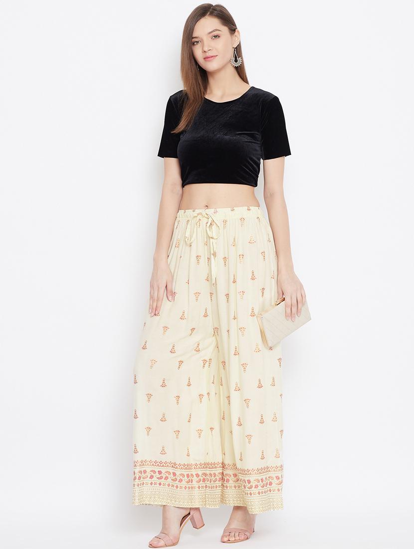 off-white rayon palazzo - 17656997 - Standard Image - 3