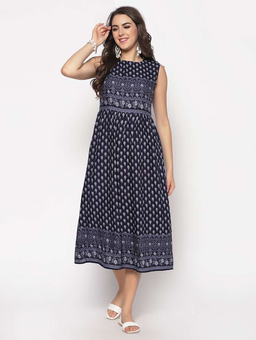round neck printed dress  - 17661236 -  Zoom Image - 0