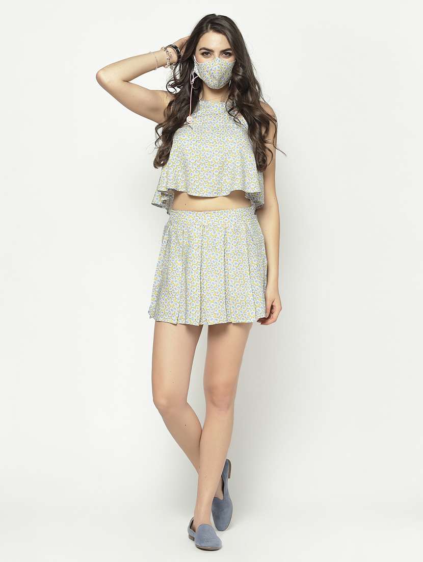 halter neck floral top with skirt set  - 17661243 -  Standard Image - 3