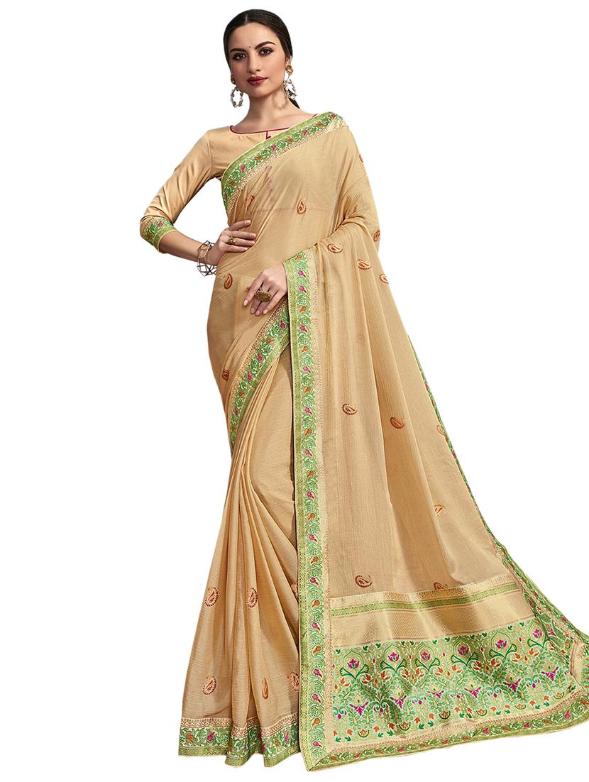 ethnic motifs printed saree with blouse - 17661373 -  Zoom Image - 0