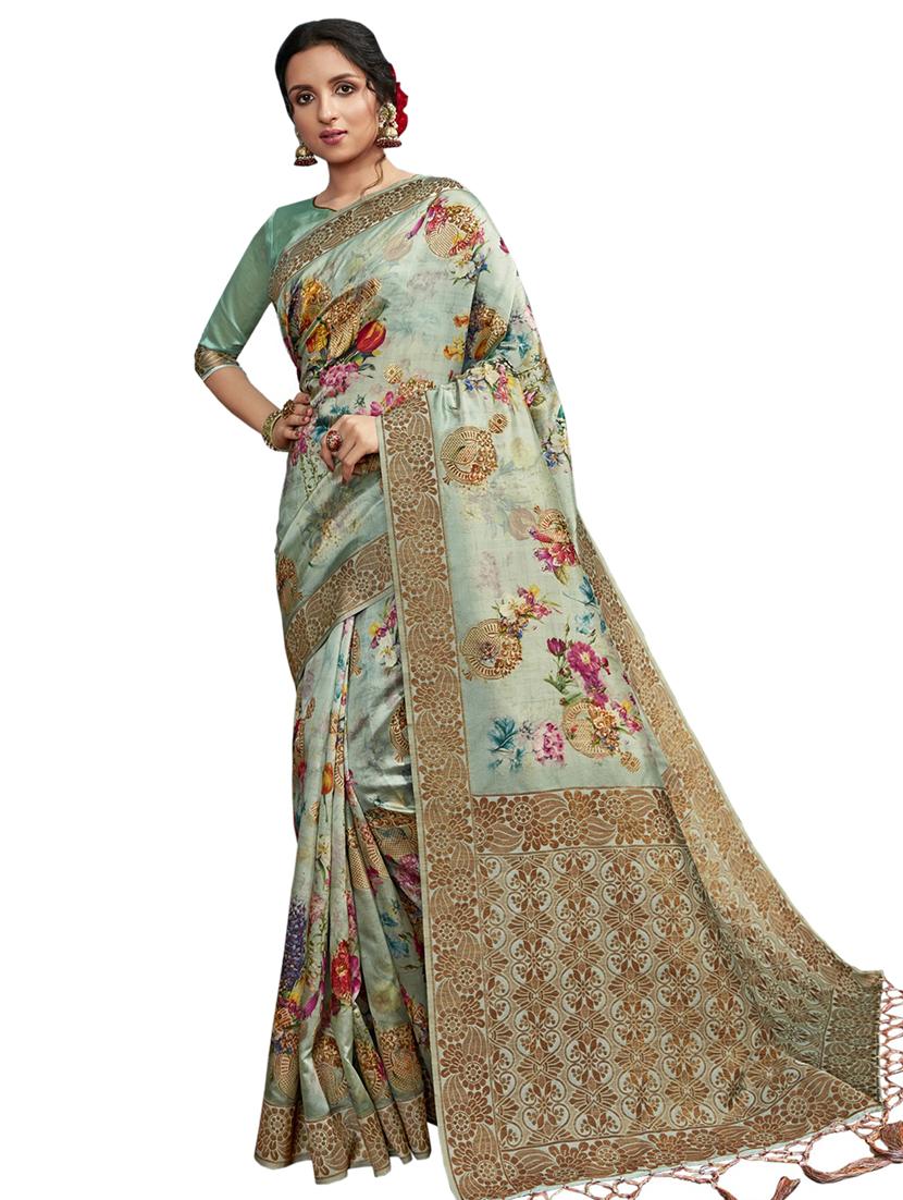 floral printed saree with blouse - 17661475 - Zoom Image - 0
