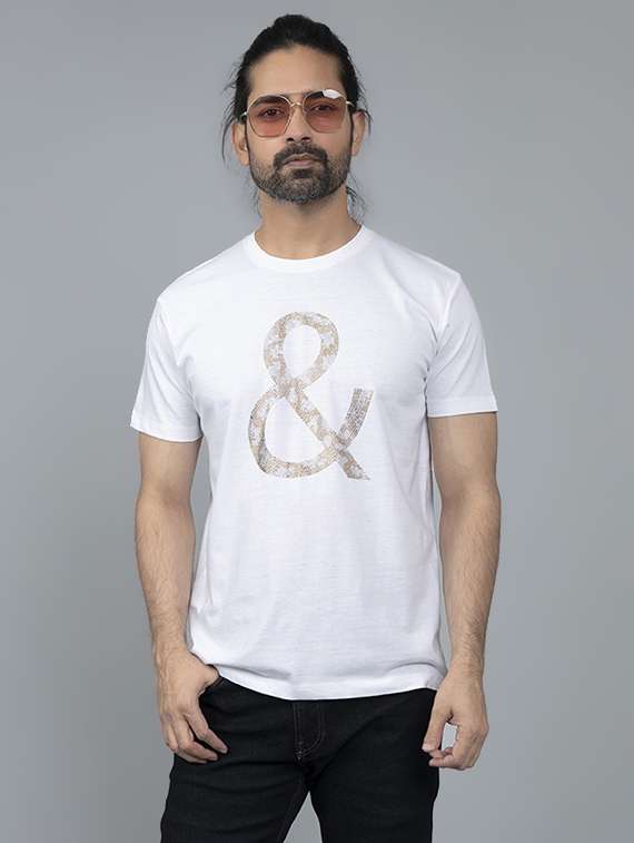 White Printed T Shirt