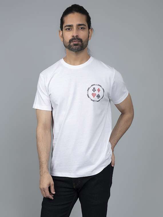 White Printed T Shirt