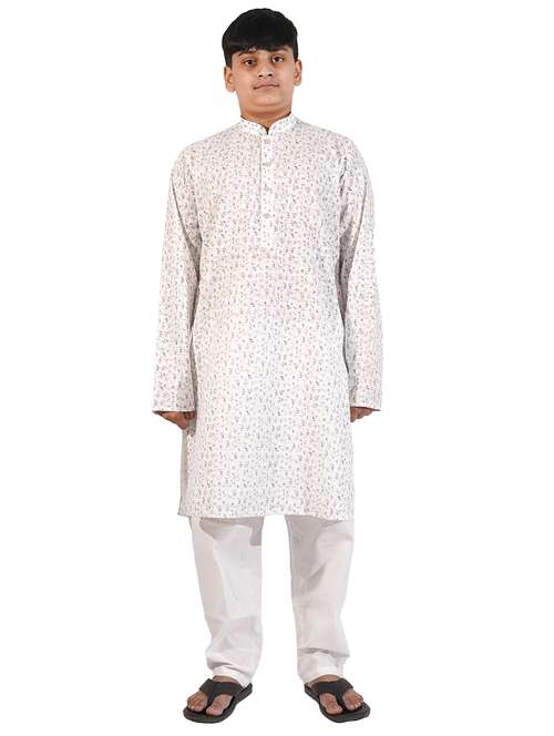 white printed kurta pajama set  - 17662403 -  Standard Image - 0