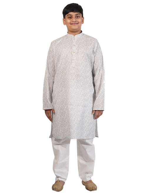 grey printed kurta pajama set - 17662406 - Standard Image - 0