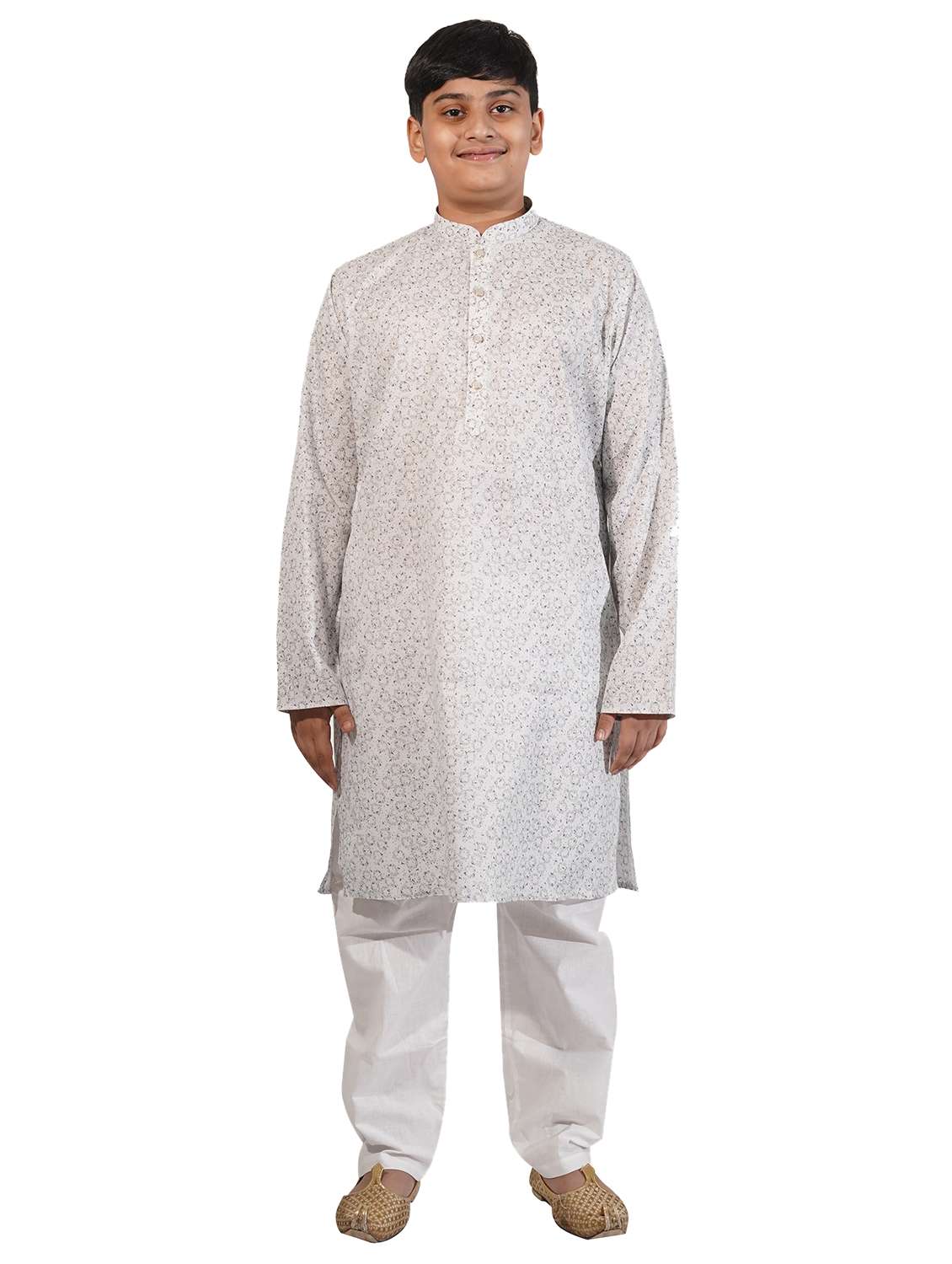 grey printed kurta pajama set - 17662406 - Zoom Image - 0