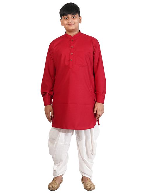 red solid kurta pajama set - 17662422 - Standard Image - 0