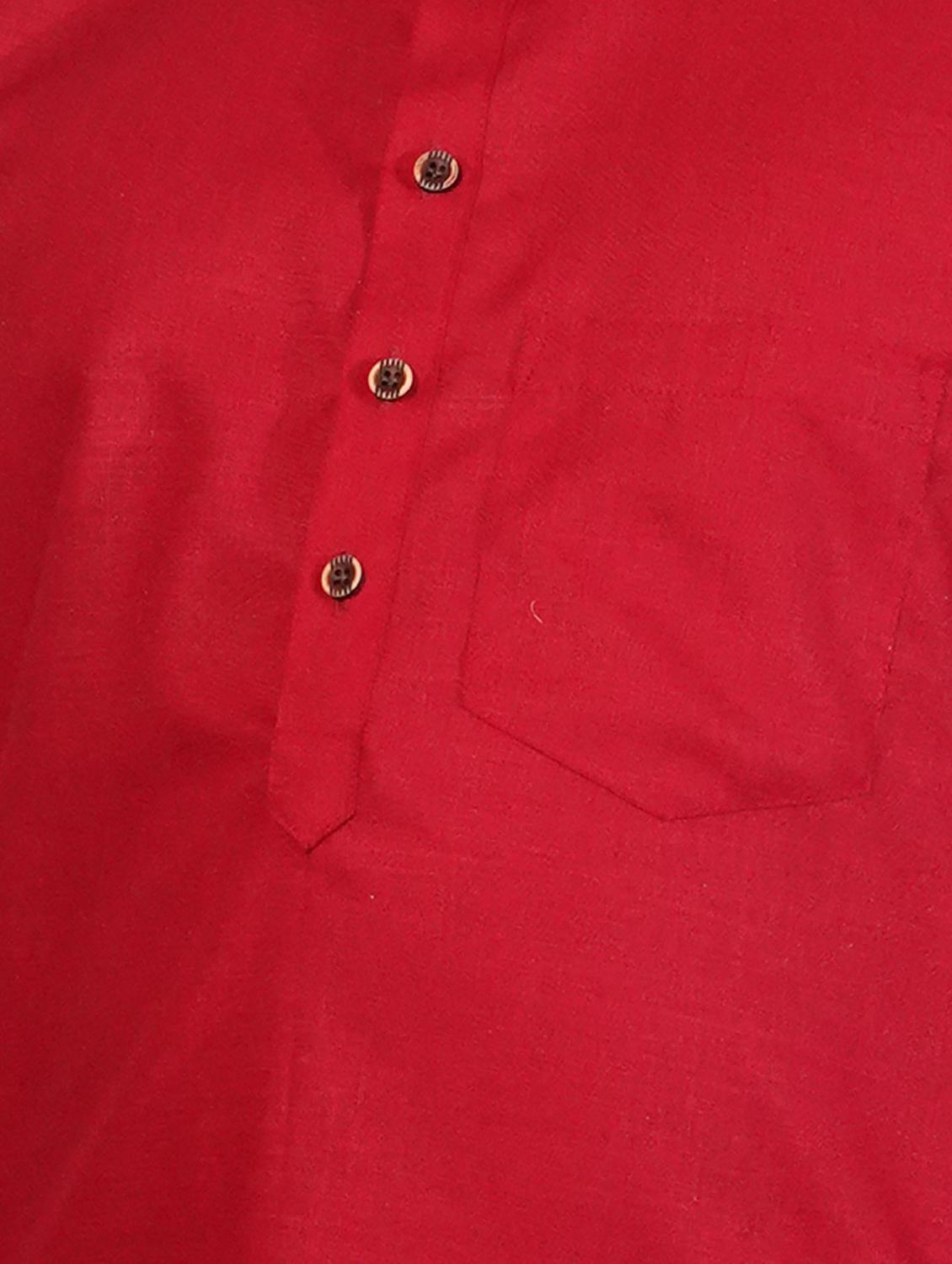 red solid kurta pajama set - 17662422 - Standard Image - 3