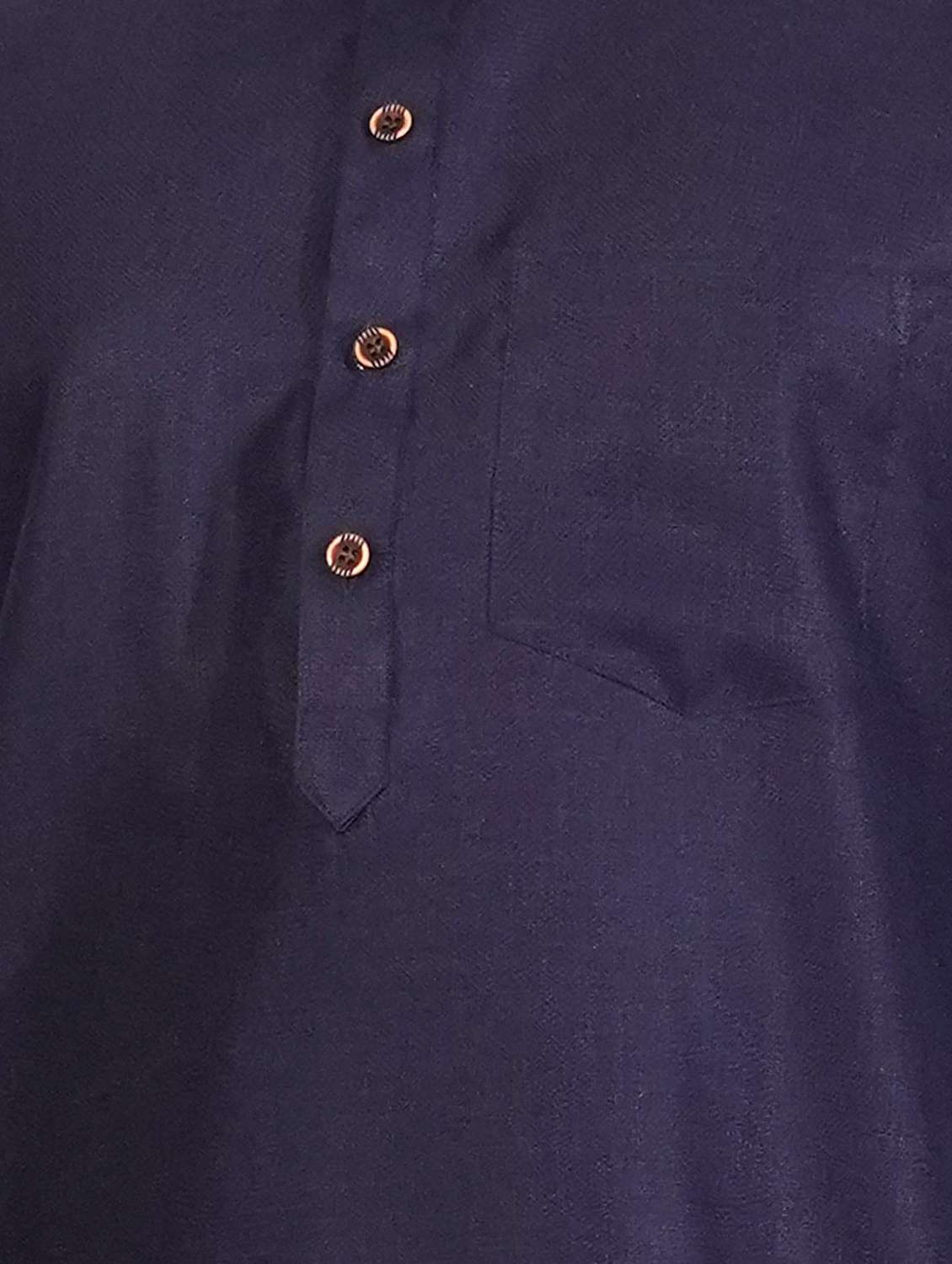 navy blue solid kurta pajama set - 17662454 - Standard Image - 3