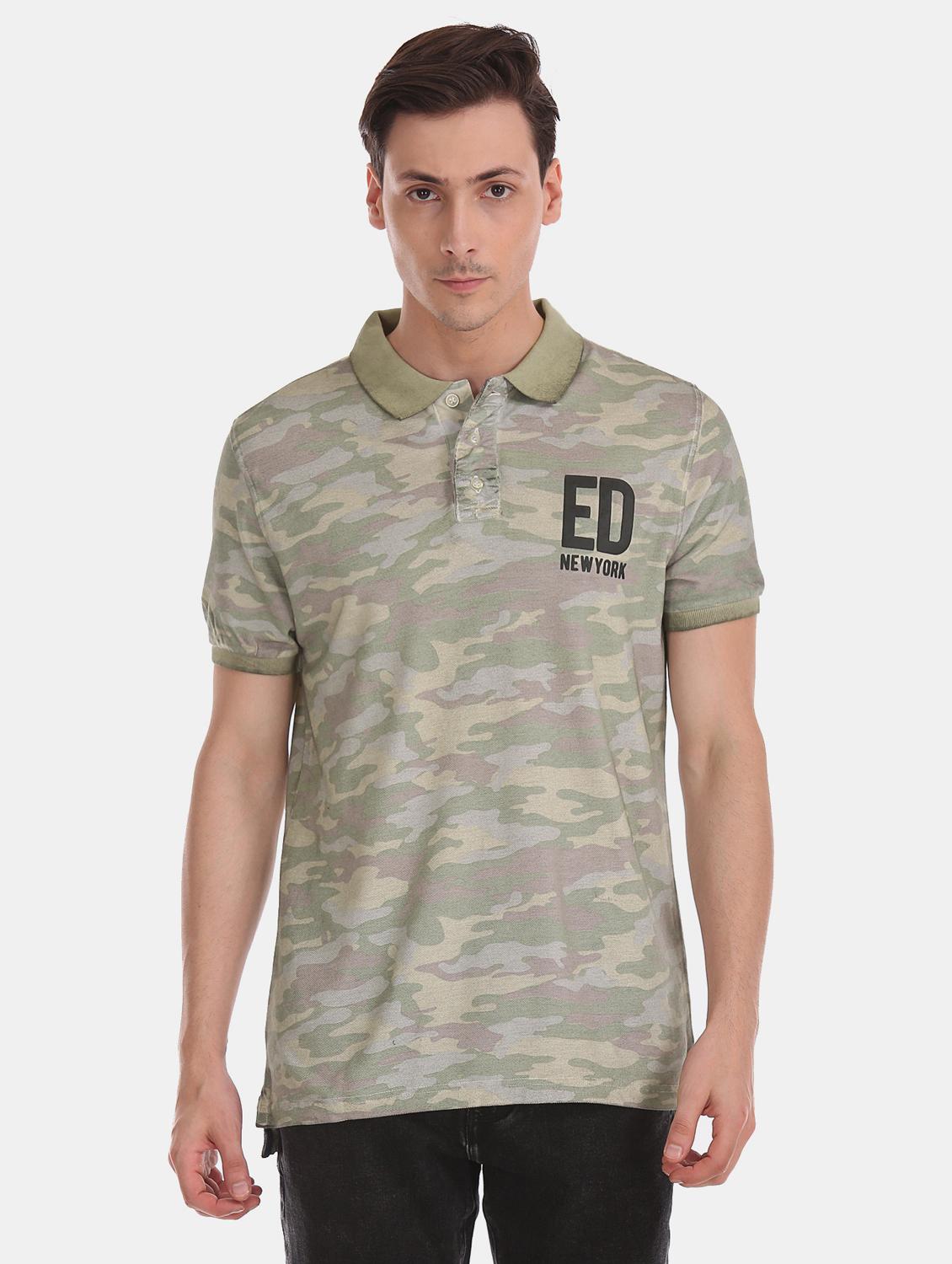 olive green camouflage polo t-shirt - 17662617 - Zoom Image - 0