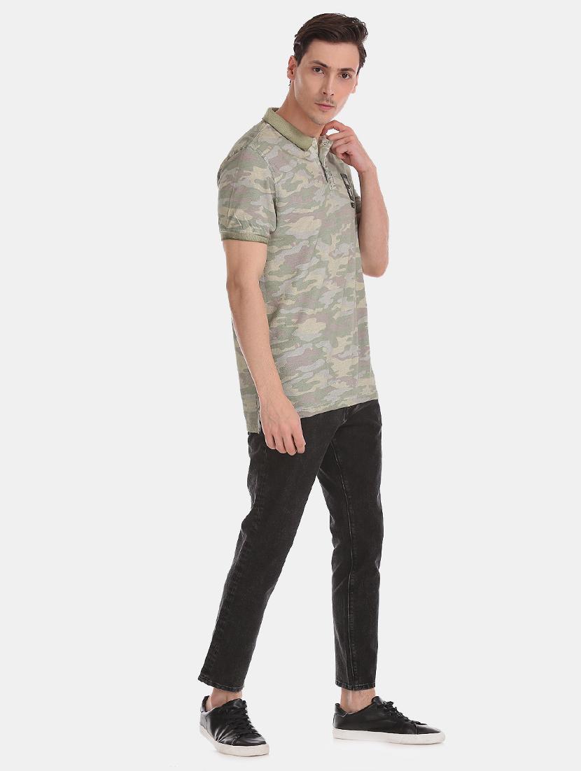 olive green camouflage polo t-shirt - 17662617 - Standard Image - 3