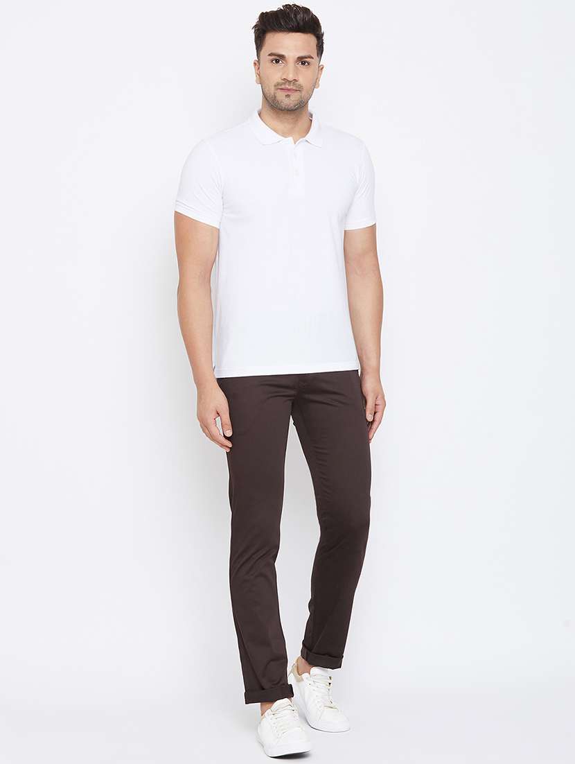 brown solid chinos  - 17663243 -  Standard Image - 3