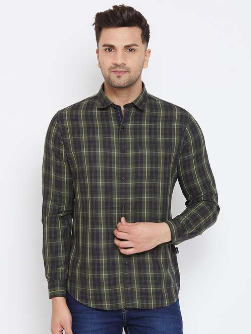 olive green checkered casual shirt - 17663257 -  Standard Image - 0