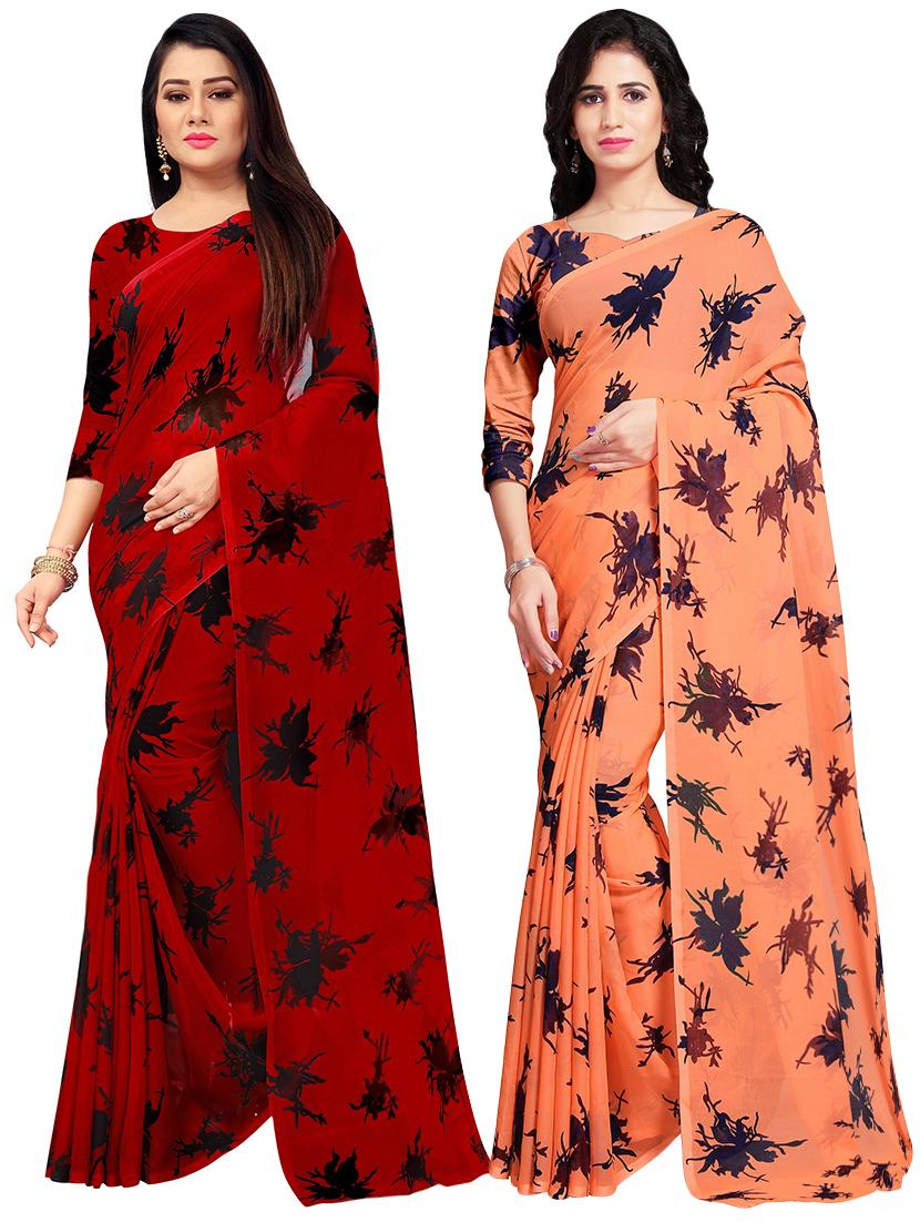 set of 2pcs combos saree with blouse - 17664460 - Zoom Image - 0