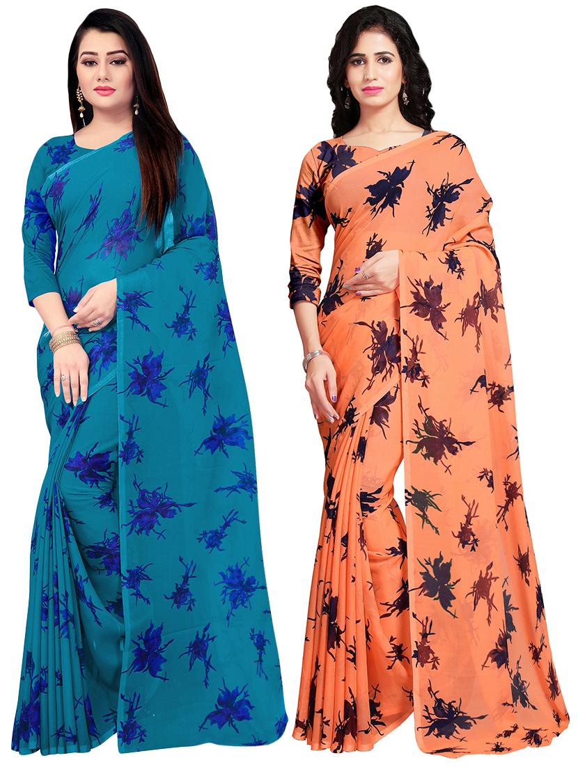 set of 2pcs combos saree with blouse - 17664461 - Zoom Image - 0