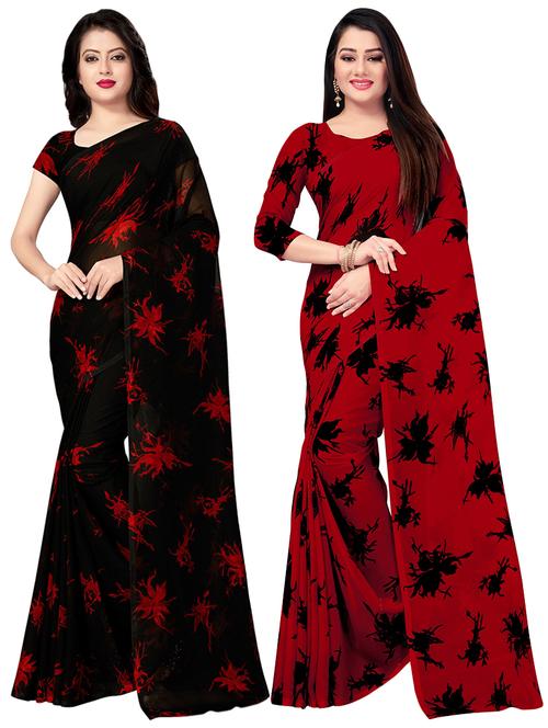 set of 2pcs combos saree with blouse - 17664475 - Standard Image - 0