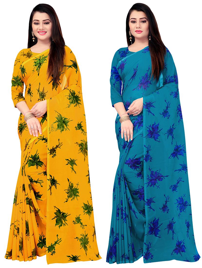 set of 2pcs combos saree with blouse - 17664477 - Zoom Image - 0