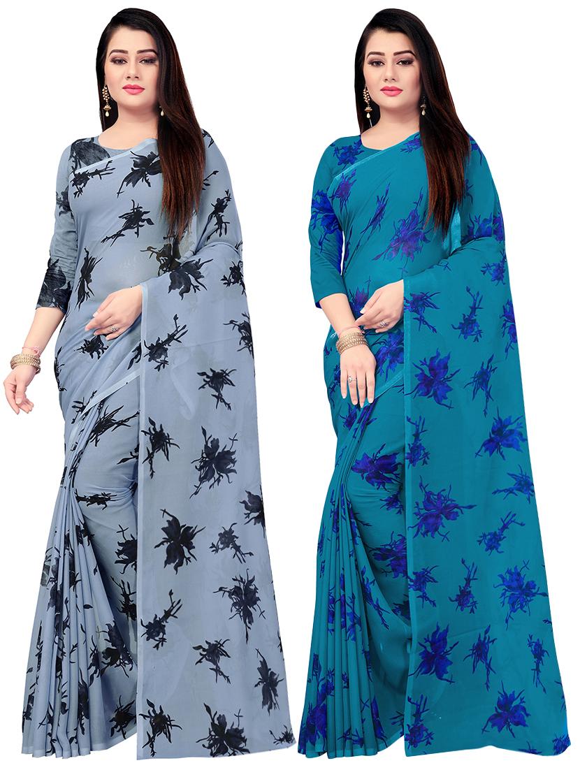set of 2pcs combos saree with blouse - 17664478 - Zoom Image - 0