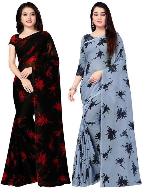 set of 2pcs combos saree with blouse - 17664484 - Standard Image - 0